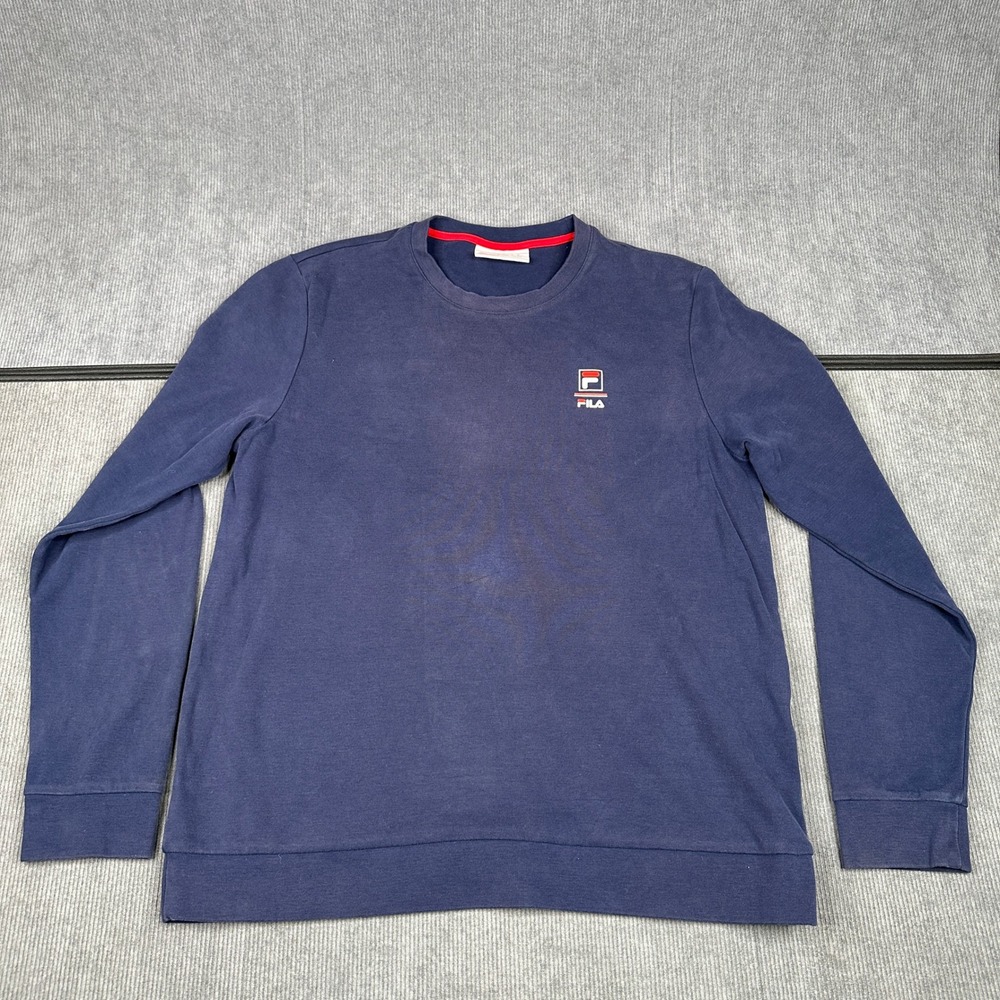 Fila Y2k Navy Blue Long Sleeve Crewneck Sweatshirt Logo Pullover Size L
